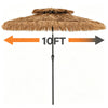 10 Ft Double-Tier Thatched Tiki Patio Umbrella with Push-Button Tilt