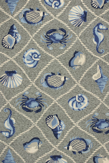 5inches x 7inches Grey Seaside UV Treated Indoor Outdoor Area Rug
