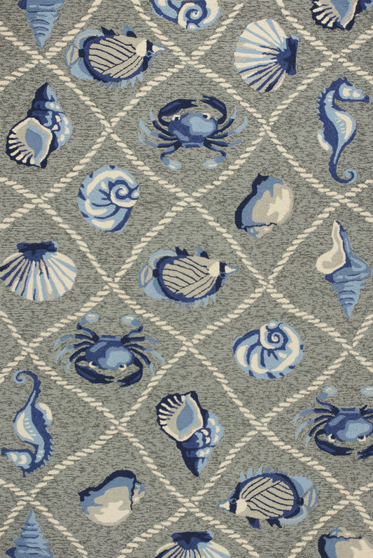 5inches x 7inches Grey Seaside UV Treated Indoor Outdoor Area Rug