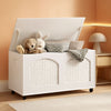 White Wooden Storage Bench On Wheels