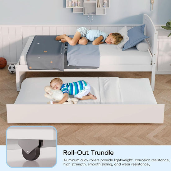 Twin Daybed With Trundle Winter white Natural Pinewood-2