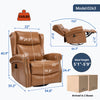 Genuine Leather Swivel Rocker Recliner with Heat & Massage