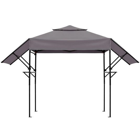 Double-Top BBQ Grill Gazebo with Adjustable Sunshades, 3.3 x 12.5 ft
