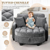 Oversized Chaise Lounge Chair, Gray Chenille Tufted