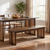 Walnut Rubberwood Dining Bench with Rattan Weave