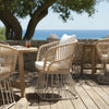 Teak Wicker Outdoor Dining Chair with Cushion — 300 lb Capacity