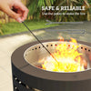 Round Wood-Burning Fire Pit with Poker and Ash Tray