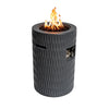 Cylindrical Concrete Propane Fire Pit — 26", 40,000 BTU, Hidden Tank Storage