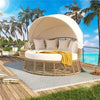 Outdoor Wicker Daybed with Adjustable Backrest, Cushions and Canopy