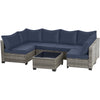 7-Piece All-Weather Wicker Sectional Sofa Set, Grey-Blue