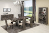 Contemporary Gray High Gloss Dining Table Set with 6 Chairs