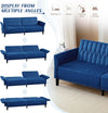 77-Inch Navy Velvet Convertible Sofa Bed with Armrests