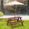 Kids' Fir Wood Picnic Table with Detachable Umbrella