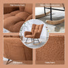 Teddy Fabric Wingback Glider Rocker with Side Storage Pocket, Brown