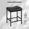 Set of 2 Black Backless Saddle Bar Stools with Footrest