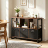 Rustic Storage Console with Shelves & Fabric Drawers