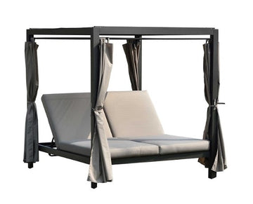 Adjustable Steel Outdoor Daybed — Gray