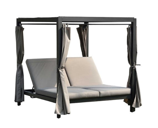 Adjustable Steel Outdoor Daybed — Gray