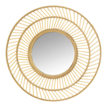 31.5 Boho Casual Woven Wicker Wall Mirror