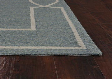 5inches x 7inches Spa Coastal Bordered Indoor Outdoor Area Rug