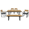 6-Piece Acacia Wood Outdoor Dining Set with Table, Chairs & Bench