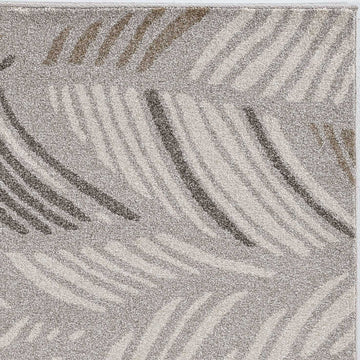7inches x 11inches Grey Feather Pattern Indoor Outdoor Area Rug