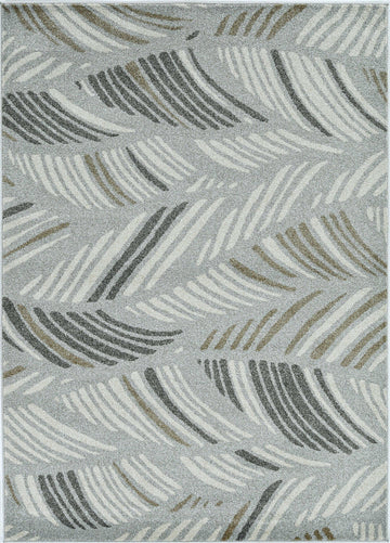 Grey Feather Pattern Indoor/Outdoor Area Rug, 7'7" x 10'10"