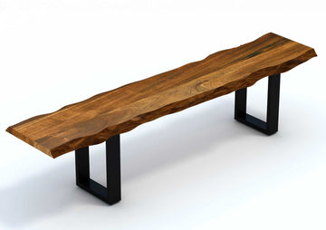 63inches Live Edge Acacia Wood Bench with Black Metal Legs
