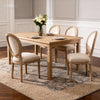 French Country Linen Oval-Back Dining Chair, Set of 2, Beige
