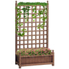 Freestanding Wood Raised Garden Bed with Trellis, Brown