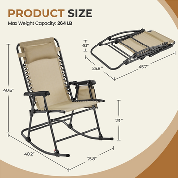 Rocking Lounge Chair with Adjustable Headrest Pillow