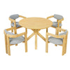5-Piece Acacia Wood Round Outdoor Dining Set with Armchairs