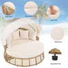 Outdoor Wicker Daybed with Adjustable Backrest, Cushions and Canopy