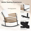 3-Piece Patio Rocking Chair Set with Resin Wicker & Bistro Table