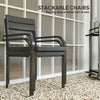 Aluminum Stacking Outdoor Dining Chairs, Grey (Set of 2)