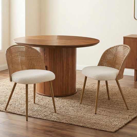 Woven Rattan Dining Chairs, Set of 4