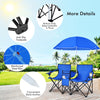 Portable Folding Double Picnic Chair with Umbrella, Blue