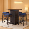 5-Piece Outdoor Bar Set with Storage, Navy Blue Bar-Height Table