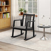 Solid Rubber Wood Rocking Chair with Linen Cushion, Black