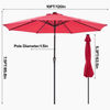 10 Ft Solar LED Patio Umbrella, Red