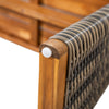 Acacia Wood Bench with Handwoven Rattan Legs