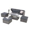 5-Piece PE Wicker Patio Set with Wood-Top Coffee Table