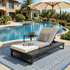Acacia Wood 4-Position Chaise Lounge with Cushion