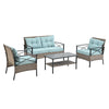 4-Piece PE Wicker Conversation Set with Black Metal Table