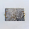 Smoky Quartz Agate Serving Tray With Brass Handles