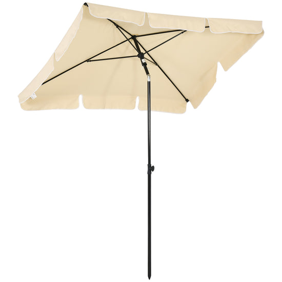 Rectangular Tilting Patio Parasol — 2×1.3m, Beige