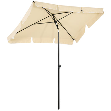 Rectangular Tilting Patio Parasol — 2×1.3m, Beige