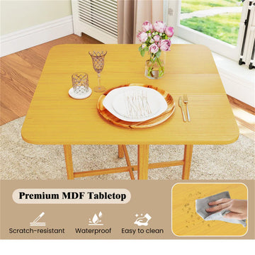 Folding Round-Corner Drop-Leaf Dining Table, Seats 2-4