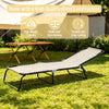 Cream White Folding Chaise Lounge Chairs, Set of 2