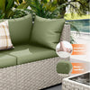 7-Piece PE Wicker Patio Sectional Sofa Set with Glass Table, Green